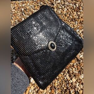 Whiting & Davis Black Metal Mesh Evening Bag Vintage USA